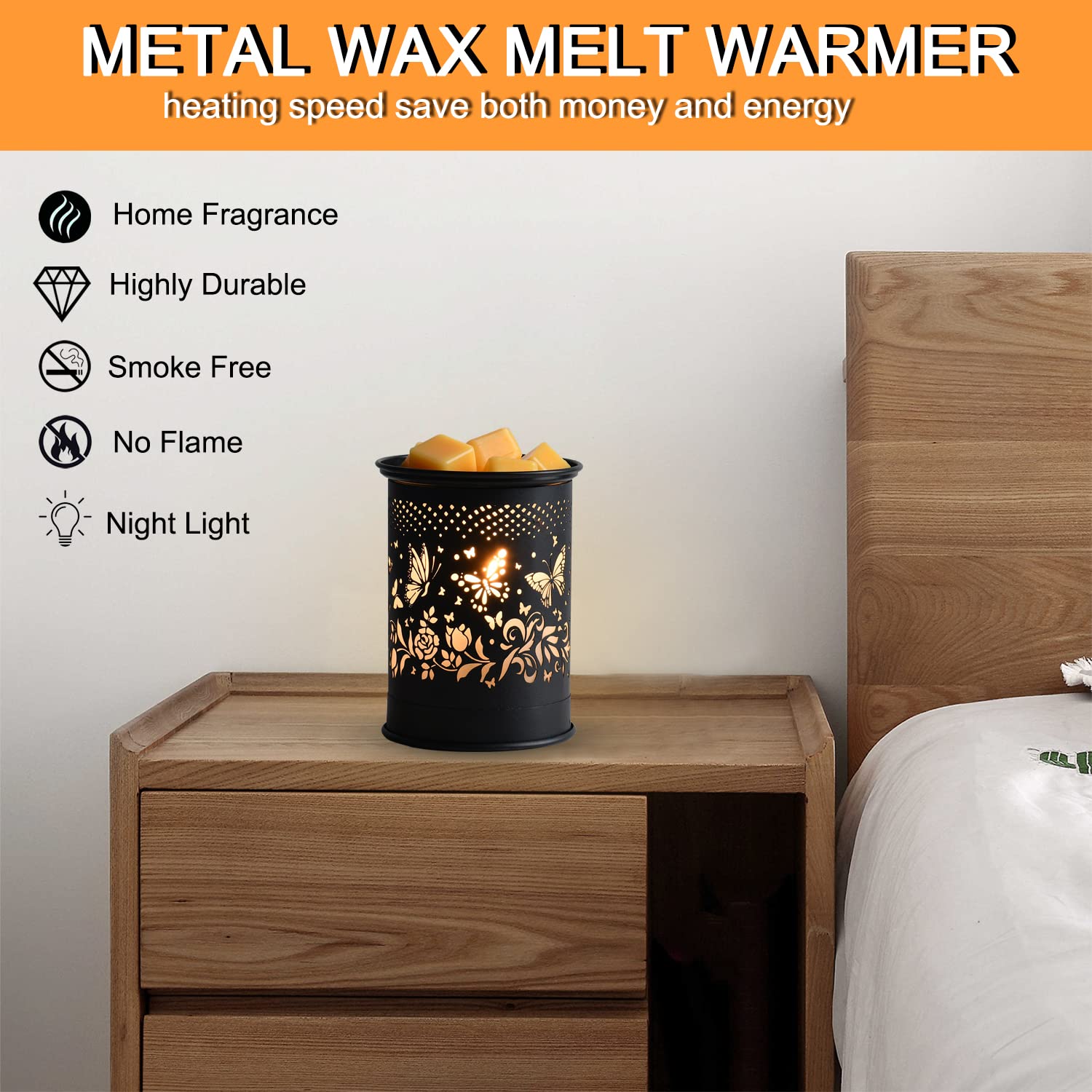 Kobodon Metal Wax Warmer,Wax Melt Warmer,Candle Wax Burner, Electirc Wax Melt Warmer Candle Melter As Gifts For Moms Grandma Wom