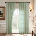 Aiyufeng 2 Pack: Basic Sage Green Sheer Curtain Drapes for Living Room 84 Inch Length 2 Panels, Light Filtering Voile Drapes for