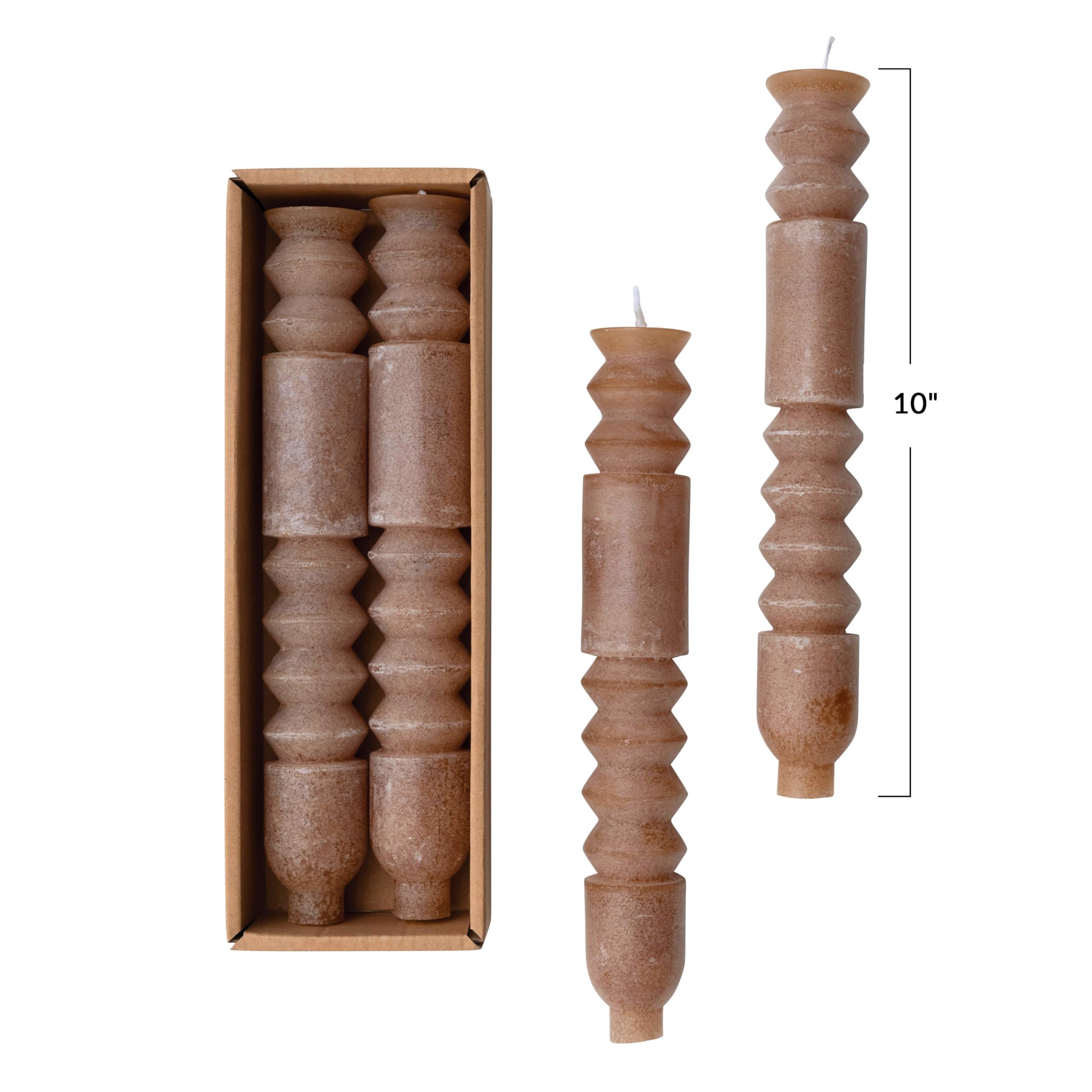Creative Co-Op Unscented Totem Taper Candles In Box, Set Of 2, Cappuccino