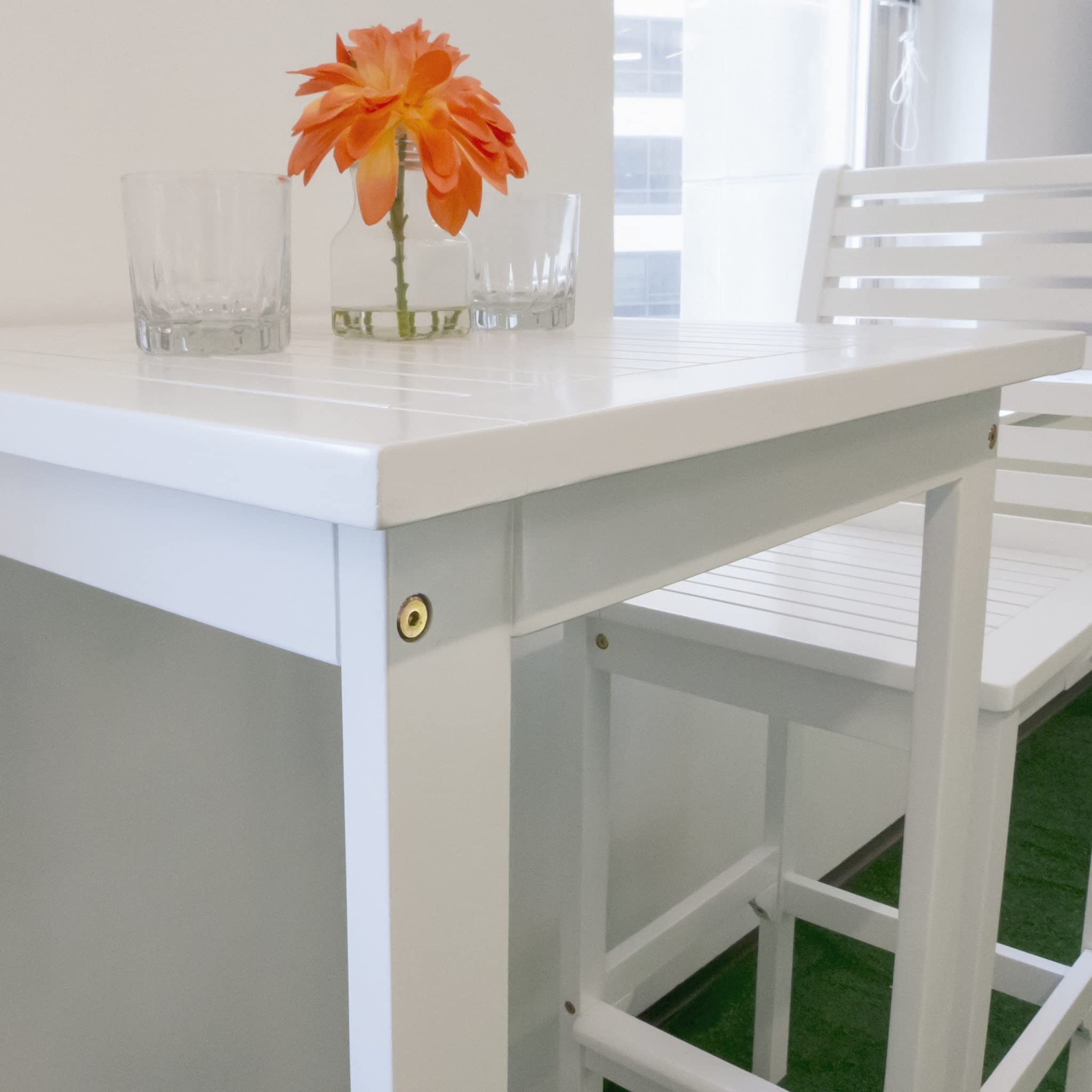 HomeRoots White Painted Acacia White Square Bar Table