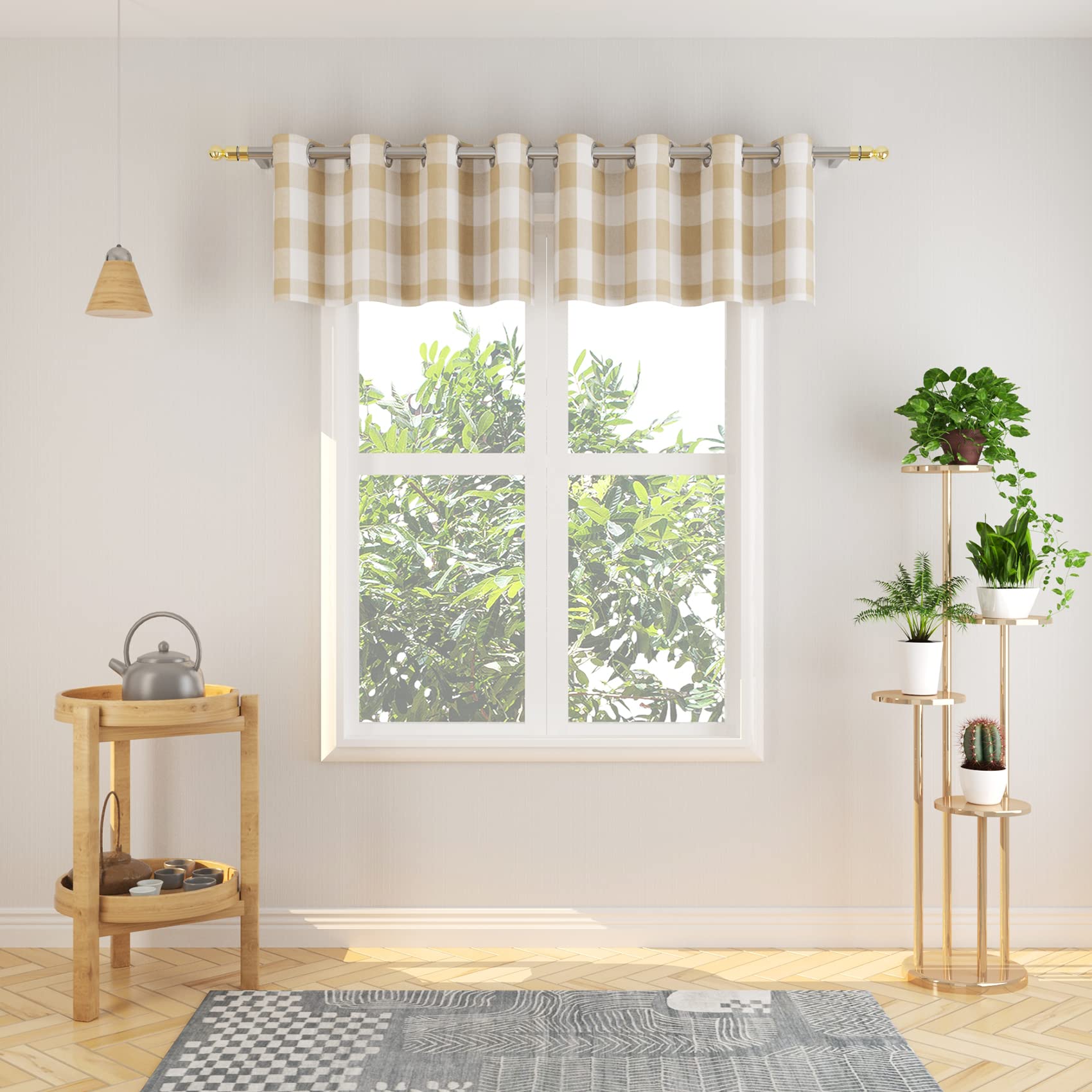 Natus Weaver Buffalo Check Curtains 54 Inches Long Basement Beige And White Gingham Plaid Kitchen Window Curtain Panels Living R