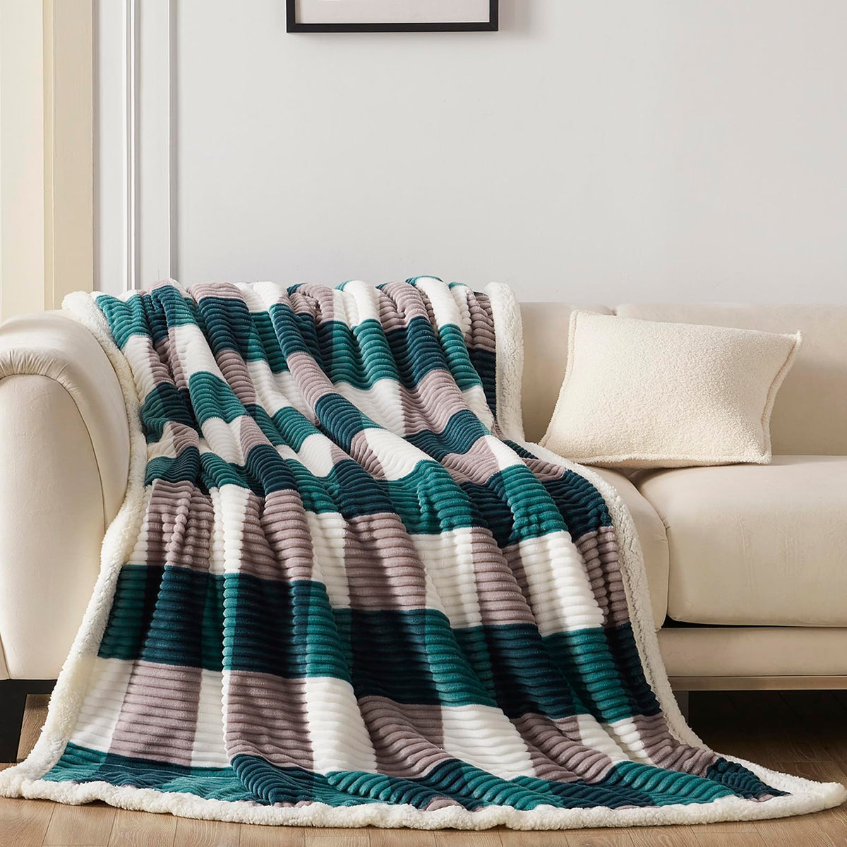 Gracelife Sherpa Fleece Throw Blanket For Couch, Soft And Cozy Queen Blanket For Bed, Warm Oversized Blanket 80   *90   -Thick F