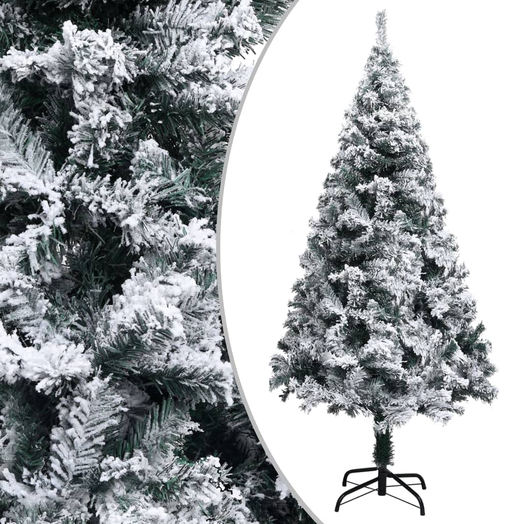 Vidaxl 47.2&quot; Artificial Christmas Tree With Leds - Green - Includes Rose Gold Ball Decorations - Flocked White Snow Effect - Extra Thick Branches - Durable Pvc Material - Energy Efficient Led Stri...