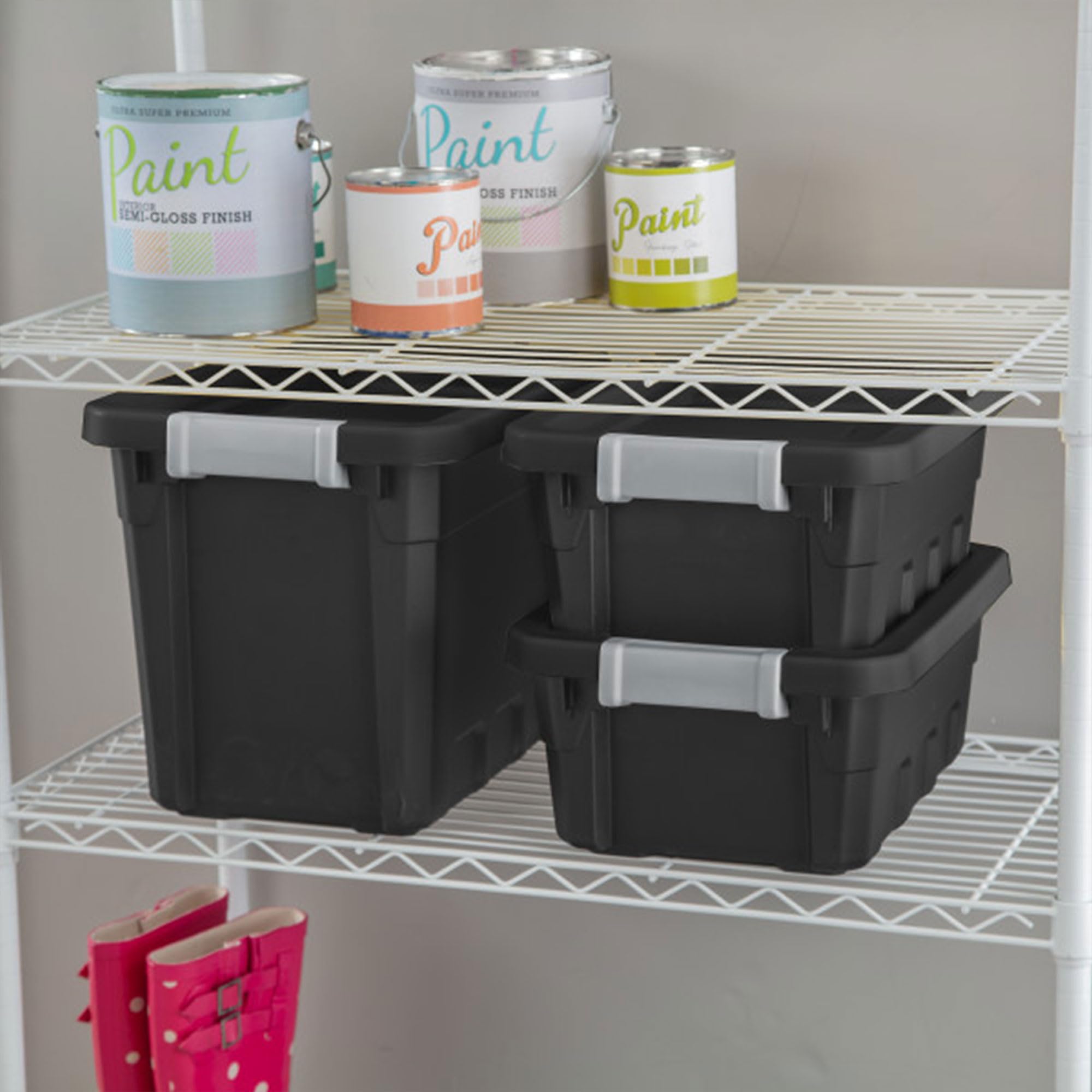 Sterilite 7.5 Gallon Plastic Stacker Tote, Heavy Duty Lidded Storage Bin Container For Stackable Garage And Basement Organizatio