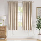 Lazzzy Beige Velvet Curtains Thermal Insulated Curtains 72 Inch Long Room Darkening Window Drapes For Bedroom Living Room Super Soft Luxury Velvet Curtains Window Treatment 2 Panels, Rod Pocket Beige