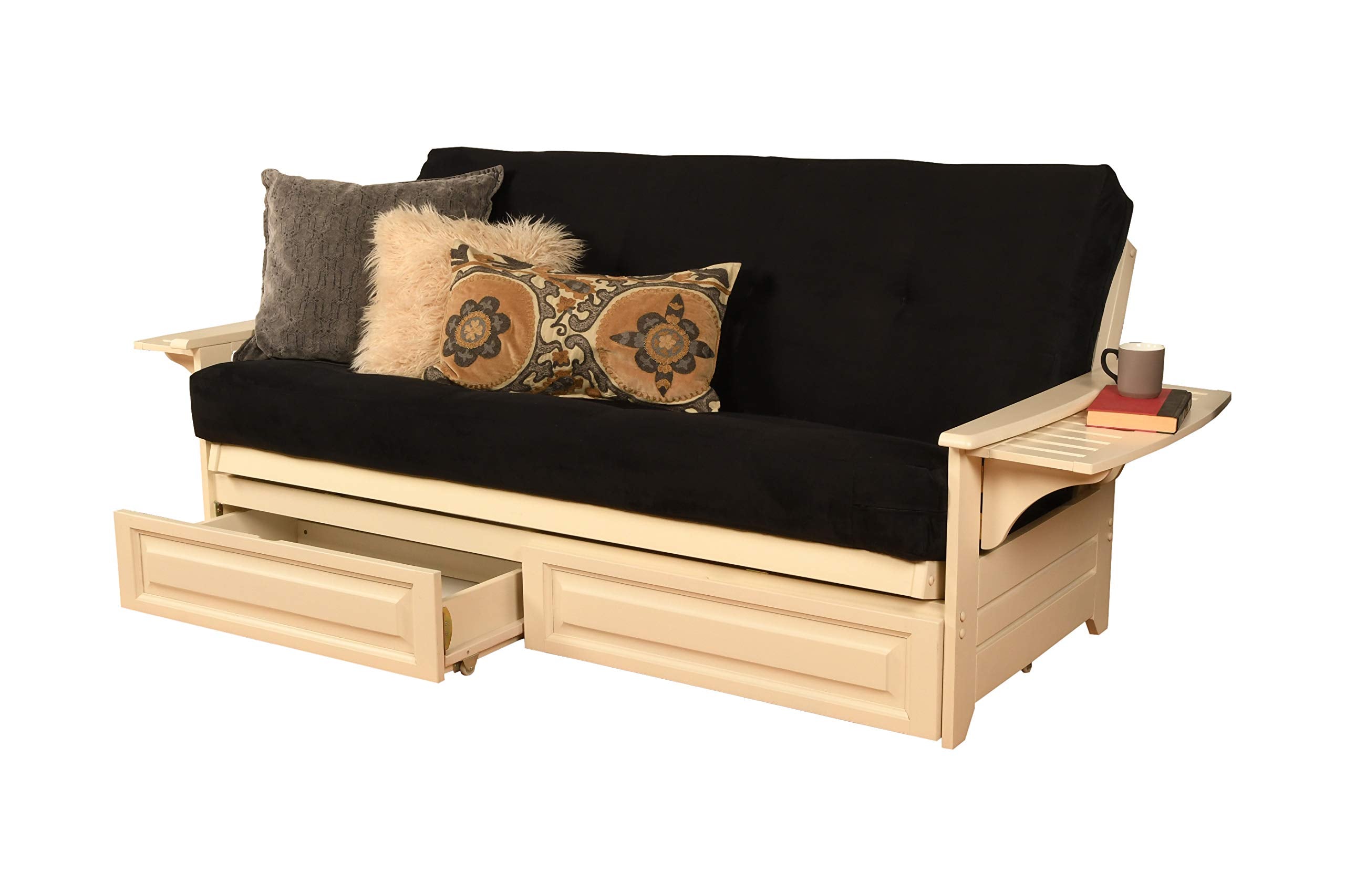 Kodiak Furniture Phoenix Futon With Suede Fabric Mattress In Black/Antique White