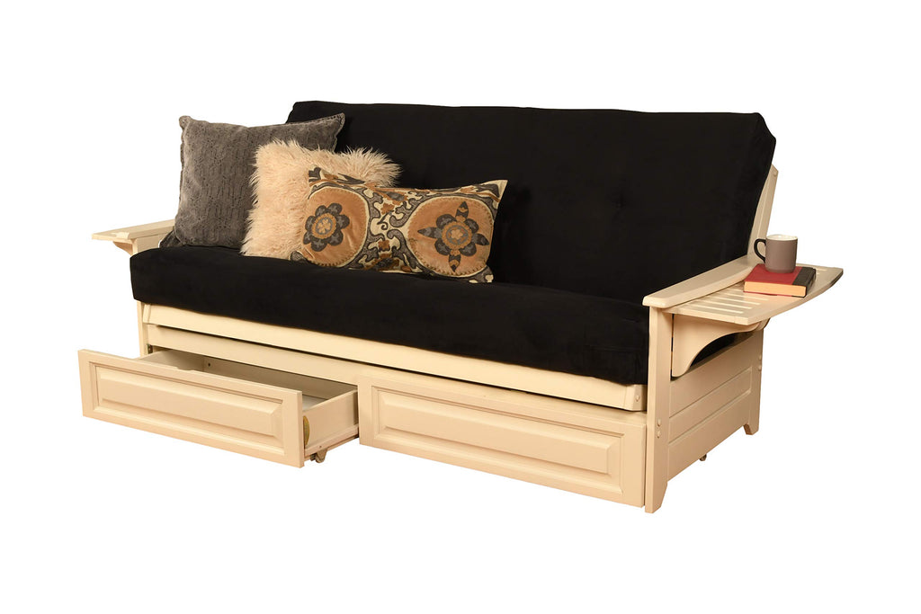 Kodiak Furniture Phoenix Futon With Suede Fabric Mattress In Black/Antique White