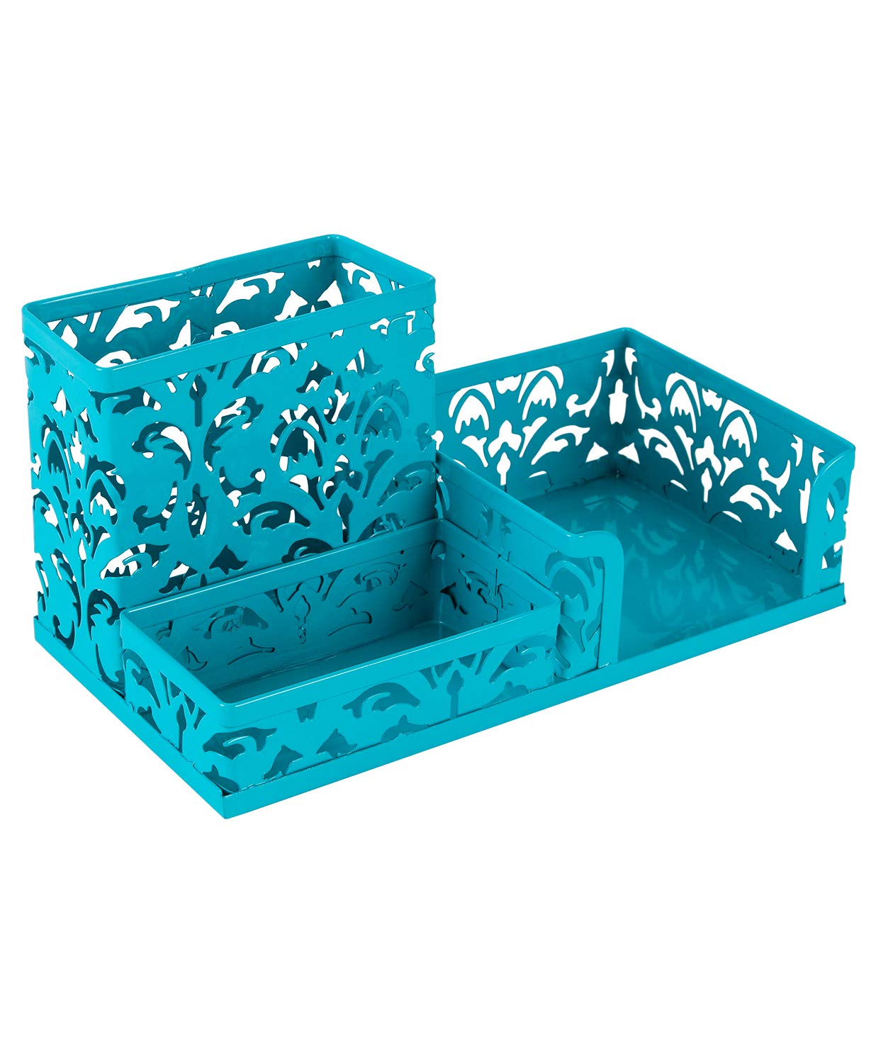 Easypag Desk Organizer With 3 Compartment For Pencil Sticky Note Holder And Office Accessories,Dark Teal