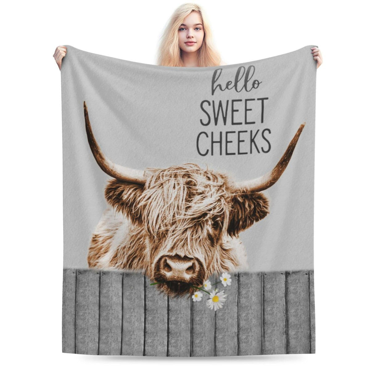 Highland Cow Blanket Cute Farmhouse Cow Print Plush Throw Blankets Soft Cozy Fleece Warm Farm Animal Bedding Blanket Gifts For G