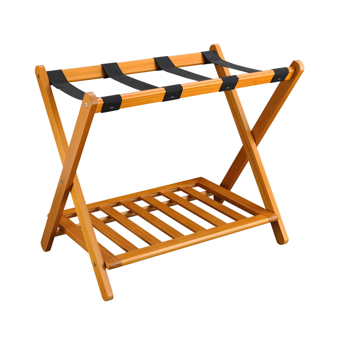 Casual Home 102-26.75,Luggage Rack, 26.75&quot; Wide with Shelf, Honey Oak