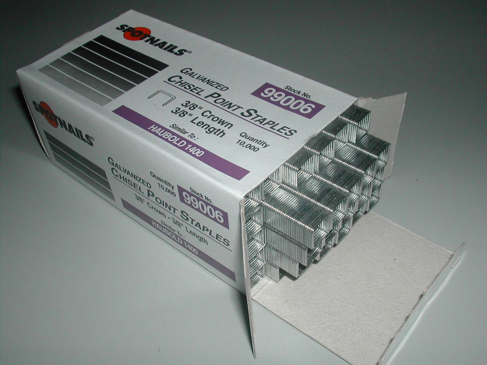 Staples For Haubold 1400 Series Staplers 3/8' Spotnails (10,000)
