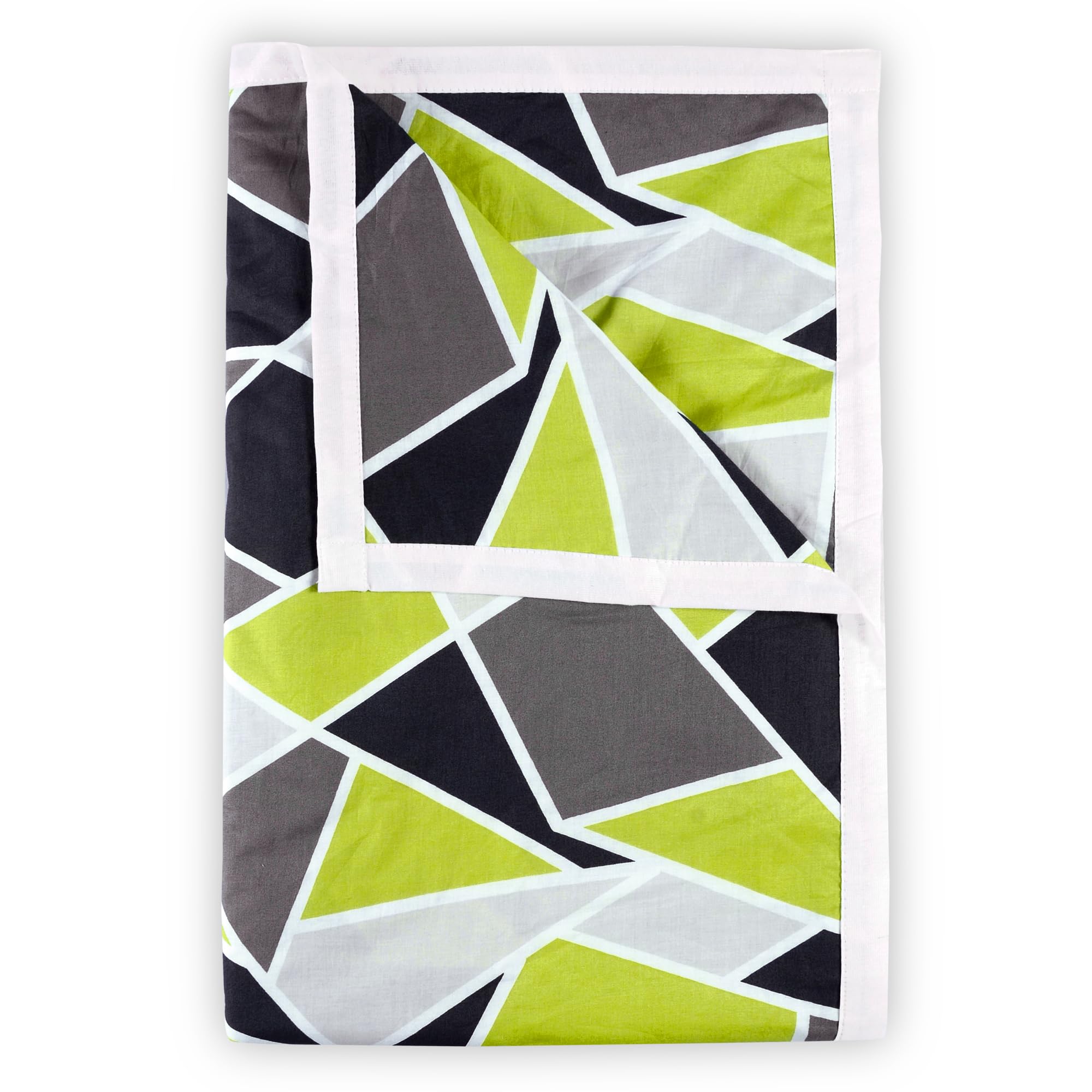 Divine Casa Emeraled 100% Cotton 120 Gsm Reversible Triangle Geometric Printed Single Bed Ac Dohar Blanket For Mild Winter_Jolly