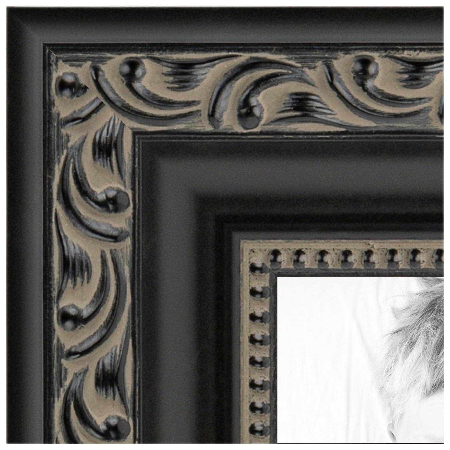 ArtToFrames 14x18 Inch Black Picture Frame, This 1.25 Inch Custom Poster Frame is Antique Black - Comes with Regular Glass and C