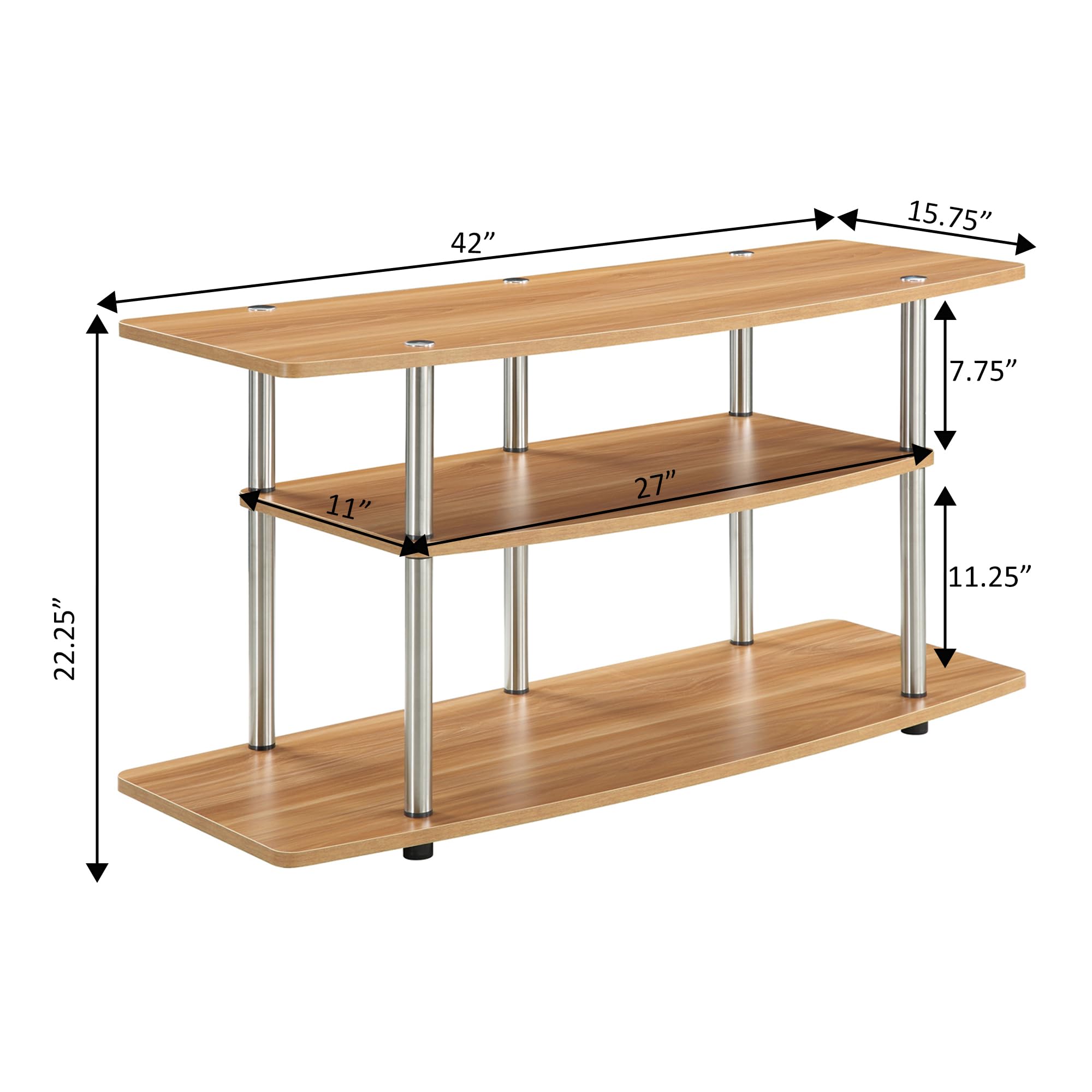 Convenience Concepts Designs2Go 3-Tier Wide TV Stand, 42", Light Oak