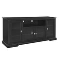 Walker Edison Brahm Classic Glass Door Storage TV Console for TVs up to 80 Inches, 70 Inch, Black