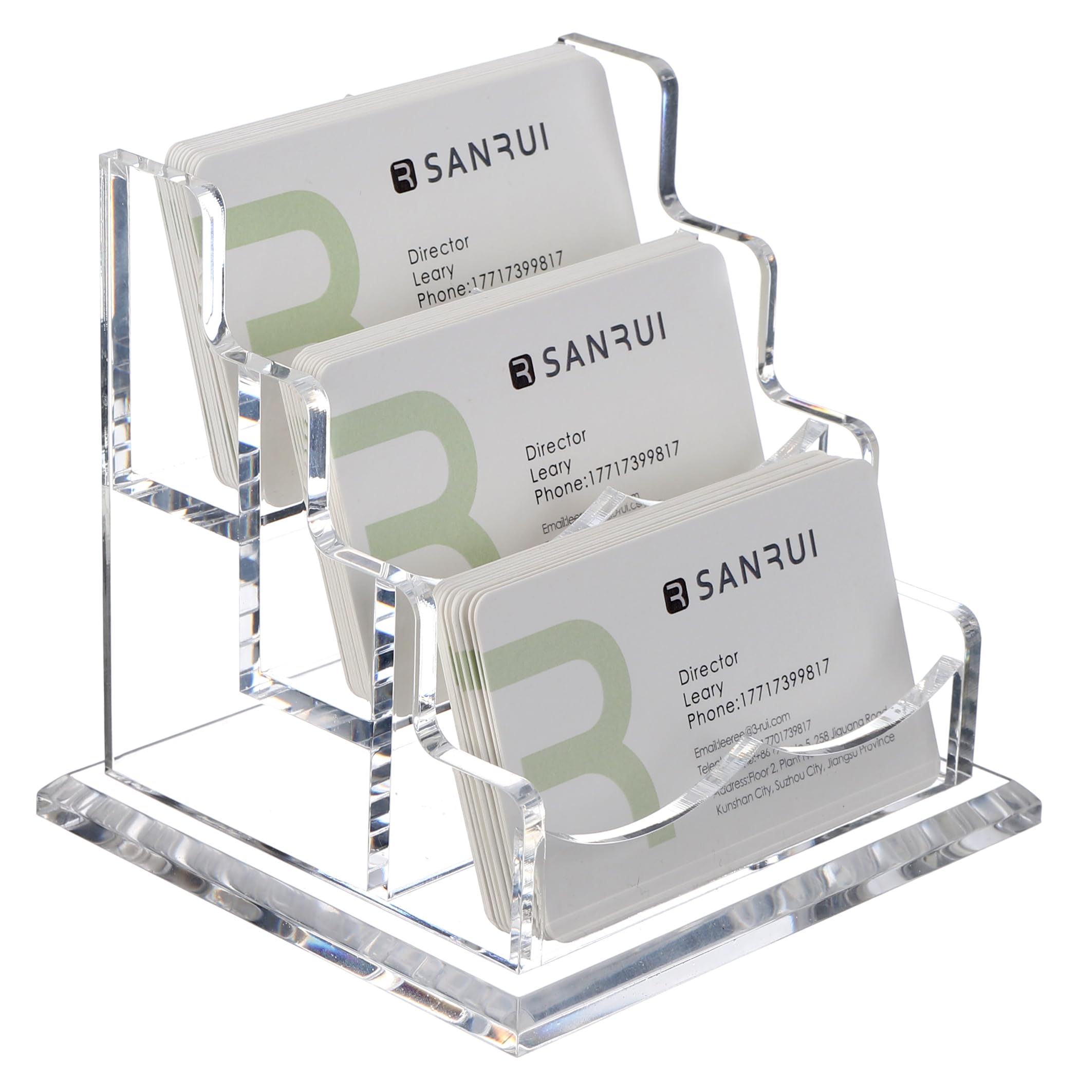 Sanrui Business Card Holder For Desk Clear Acrylic Business Card Holders, Business Card Display Stand 3Tier 3 Slots