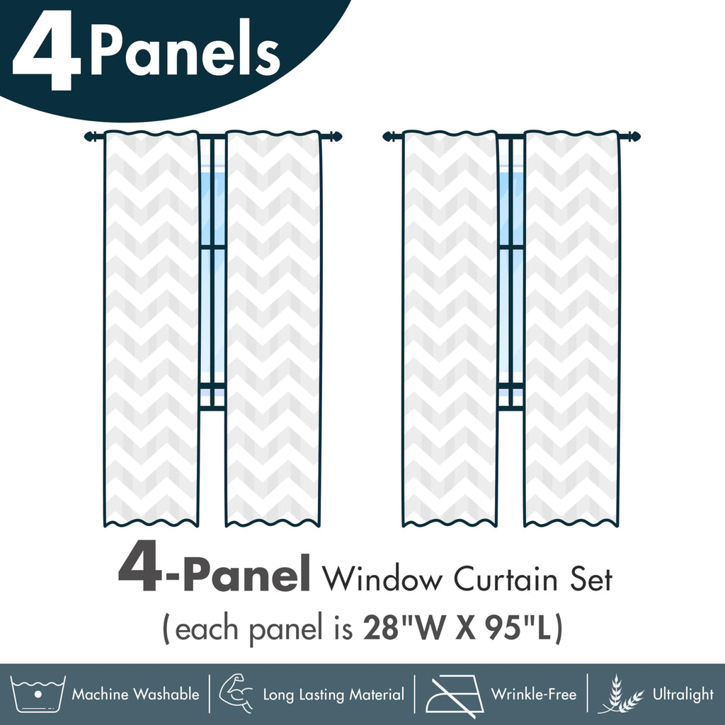 Ambesonne Grey Window Curtains Pack Of 2, Modern Illustration Of Futurist Design Leafy Floral Scene Monochrome Style, Lightweight Set & Rod Pocket, 4 Panels Of - 28' X 95', Pearl Charcoal Grey