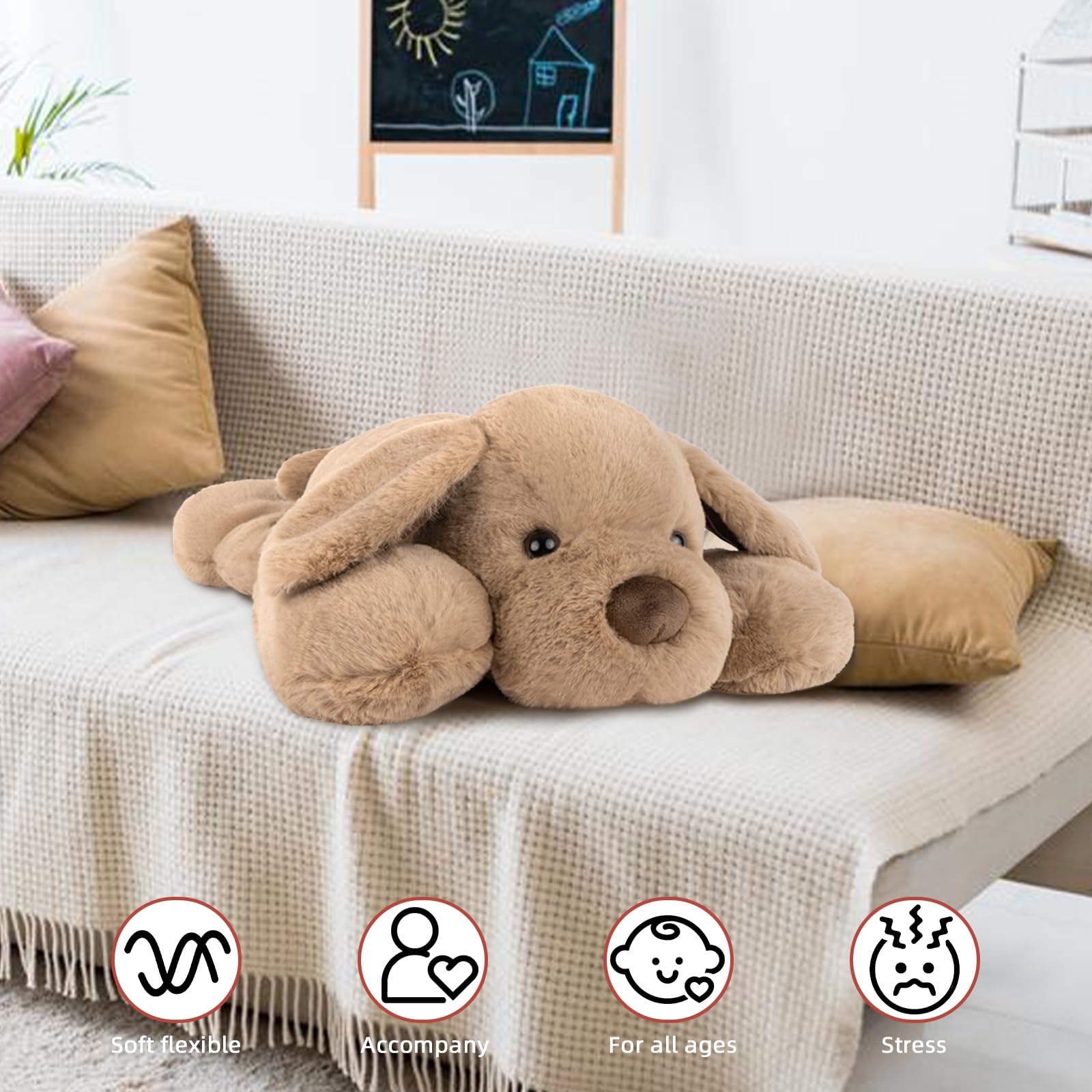 Niuniudaddy Weighted Dog Stuffed Animals For Anxiety, 3.3Lb Weighted Plush Dog Toys Pillowfort For Adults Kids Girls Boys, Large