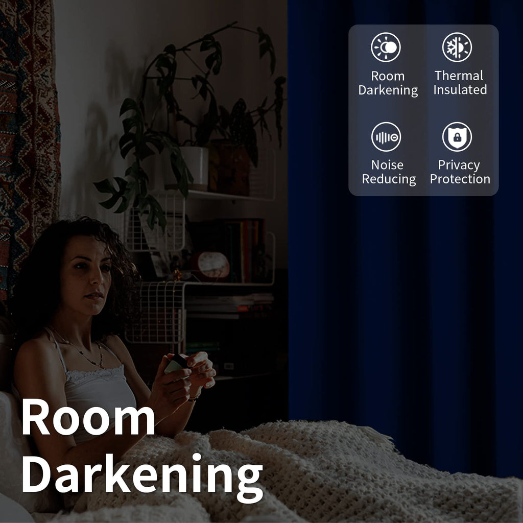 Bgment Fashion Sliding Door Curtain 100 X 84 Inches, Wide Thermal Blackout Curtains Room Darkening Room Divider Window Curtain, 1 Panel, Royal Blue, 84 Length X Wide 100