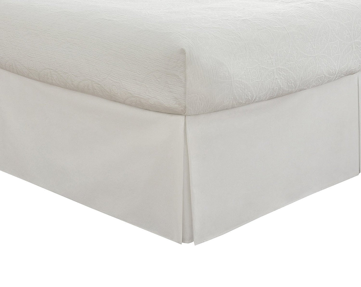 Lux Hotel Microfiber Tailored Style Bed Skirt With Classic 14 Inch Drop Length, Queen, White