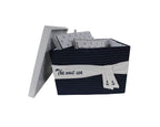 HomeRoots 11.5' x 12' x 8.5' White, Blue, Fabric -Boxes with Cover Set of 3