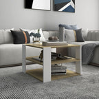 Coffee Table Sonoma Oak and White 23.6"x23.6"x15.7" Engineered Wood