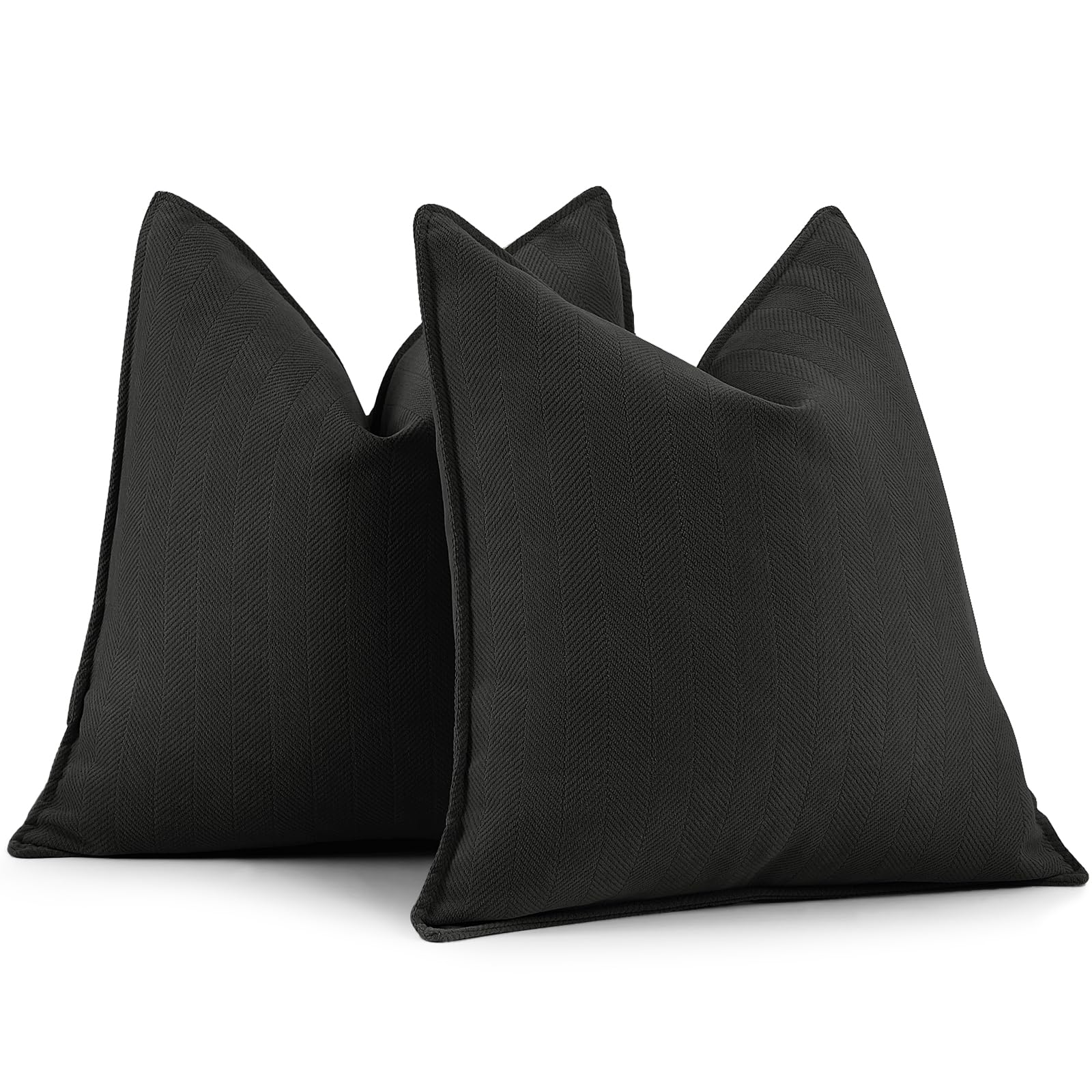 Zwjd Black Pillow Covers 26X26 Set Of 2 Chenille Pillow Covers With Elegant Design Soft And Luxurious Decorative Throw Pillows F