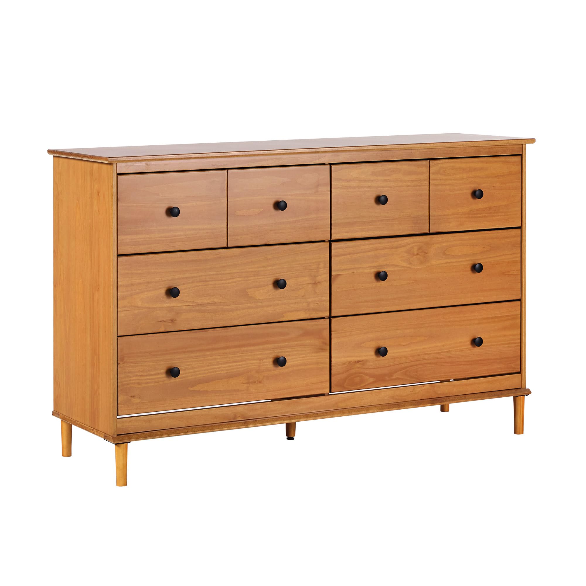 Walker Edison Modern 6-Drawer Solid Wood Dresser Bedroom Storage, 57 Inch, Caramel