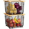 Wire Storage Basket For Kitchen Pantry: Ggiu Kitchen Counter Basket Stackable Wire Organizing Bin For Produce Vegetable - Counte