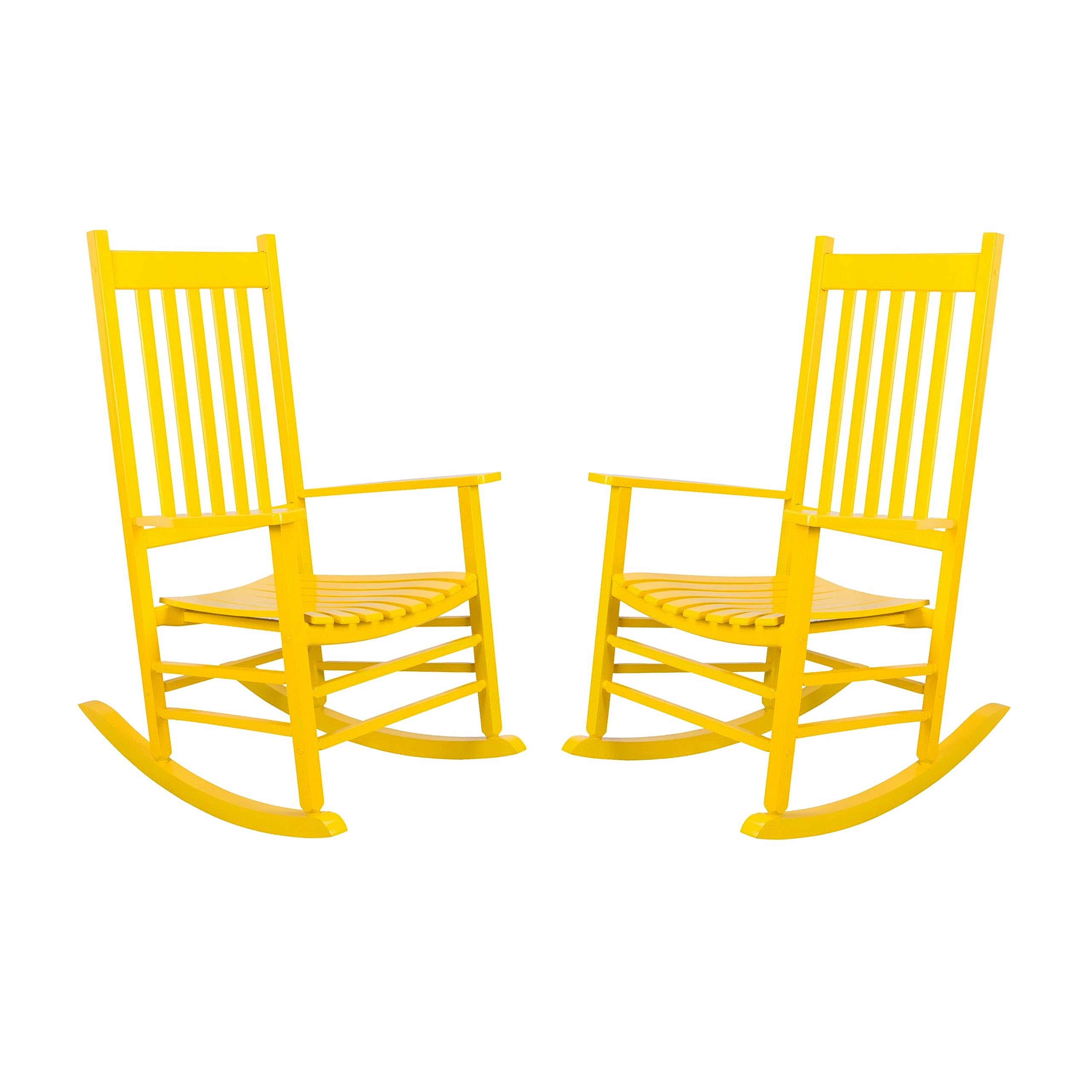 Shine Company Vermont Rocking Chairs, Outdoor Front Porch Rocker Set Of 2, Lemon