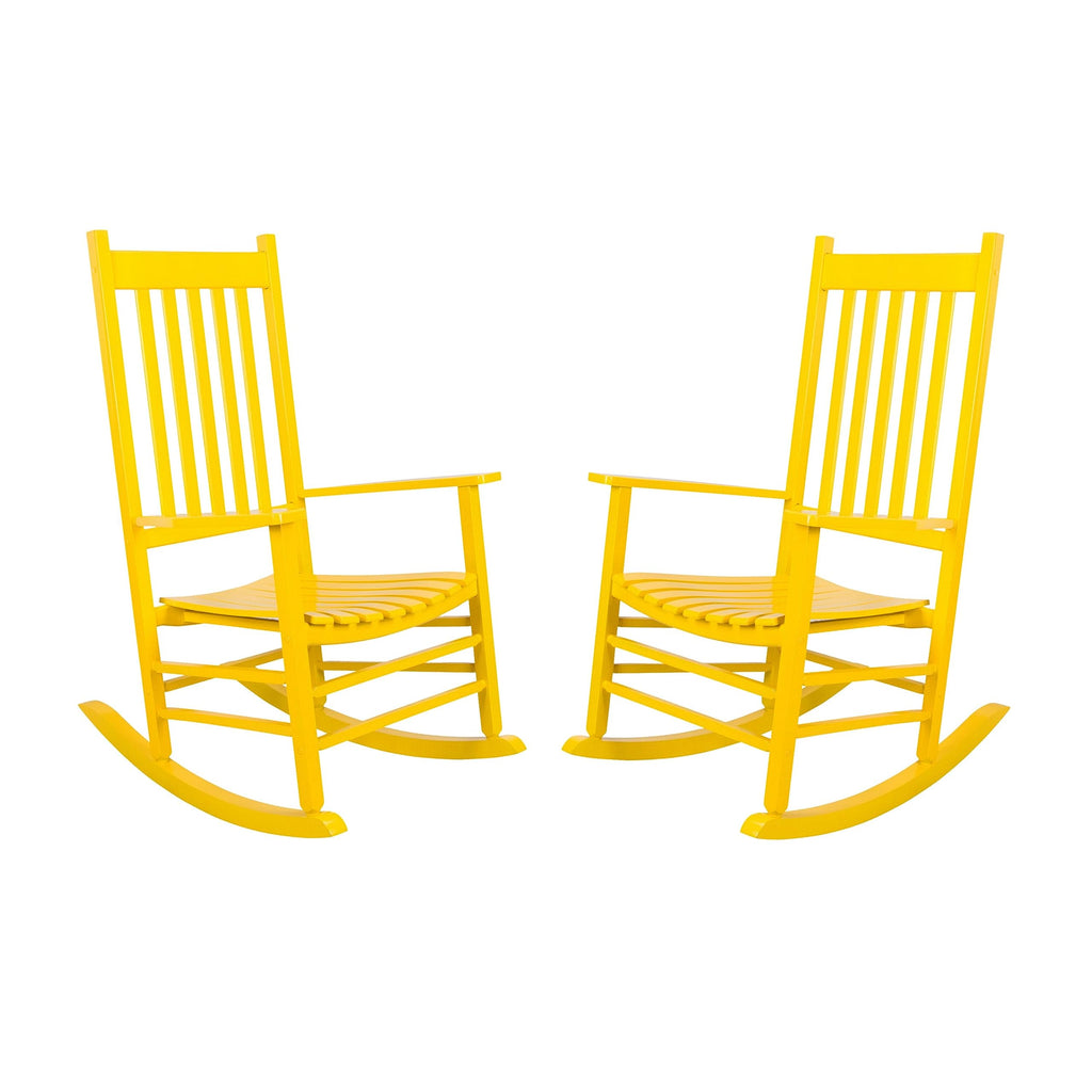 Shine Company Vermont Rocking Chairs, Outdoor Front Porch Rocker Set Of 2, Lemon