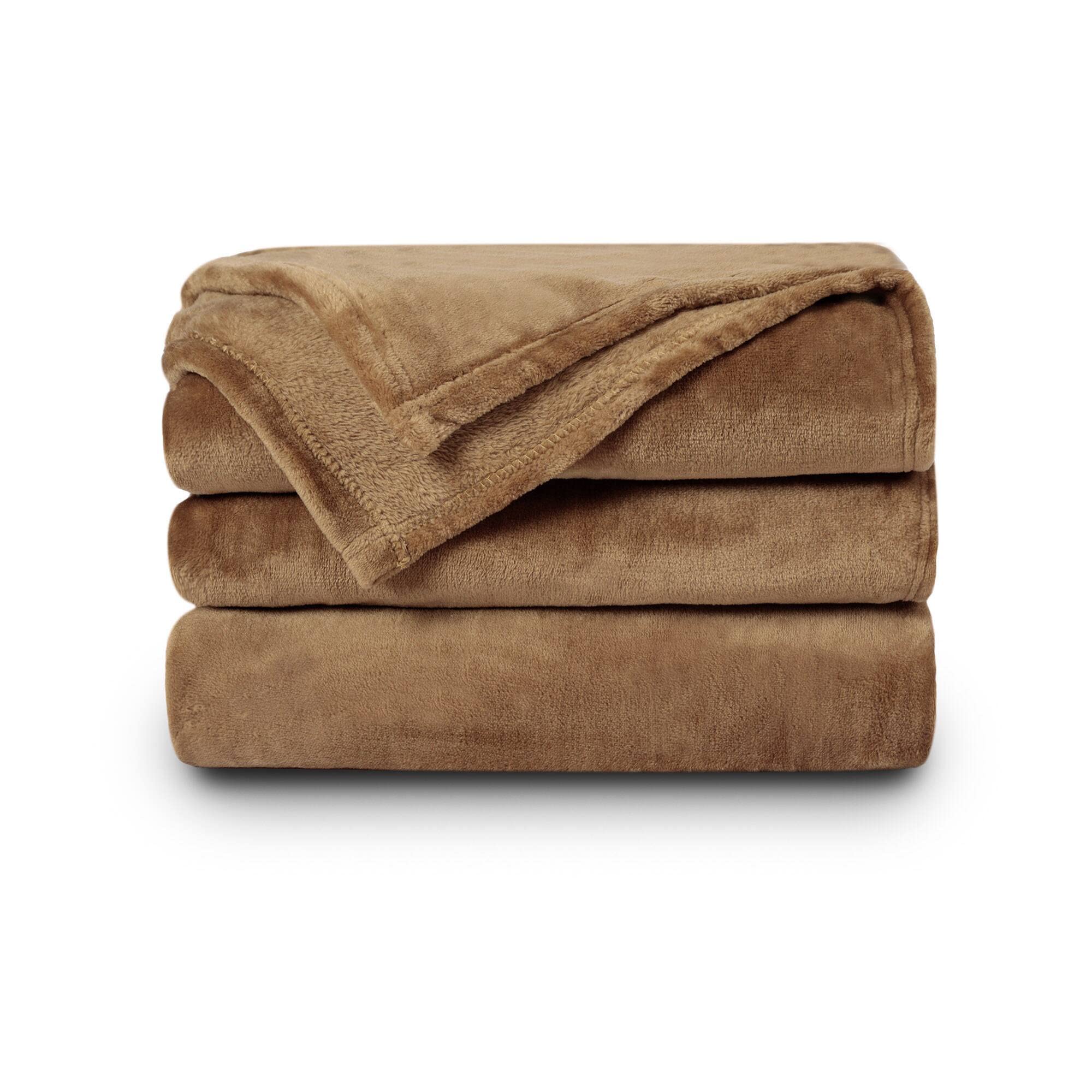 Nanpiper Fleece Blankets Super Soft Flannel King Size Blanket For Bed Luxury Cozy Microfiber Plush Fuzzy Blanket,Coffee Brown