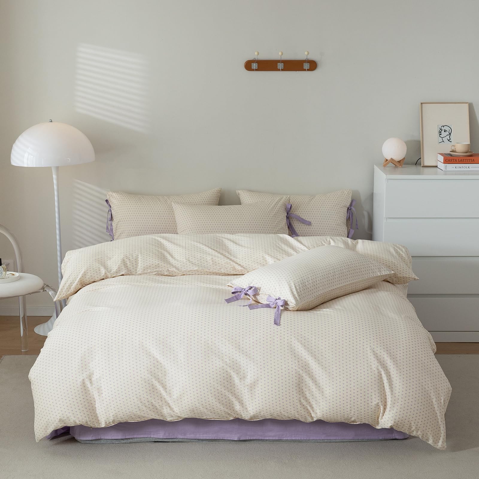 Aojim Kids Adults Exquisite Duvet Cover Set, Pure Cotton Soft Comfy Comforter Cover With Heart Motif, 1 Queen Size Quilt Cover 9