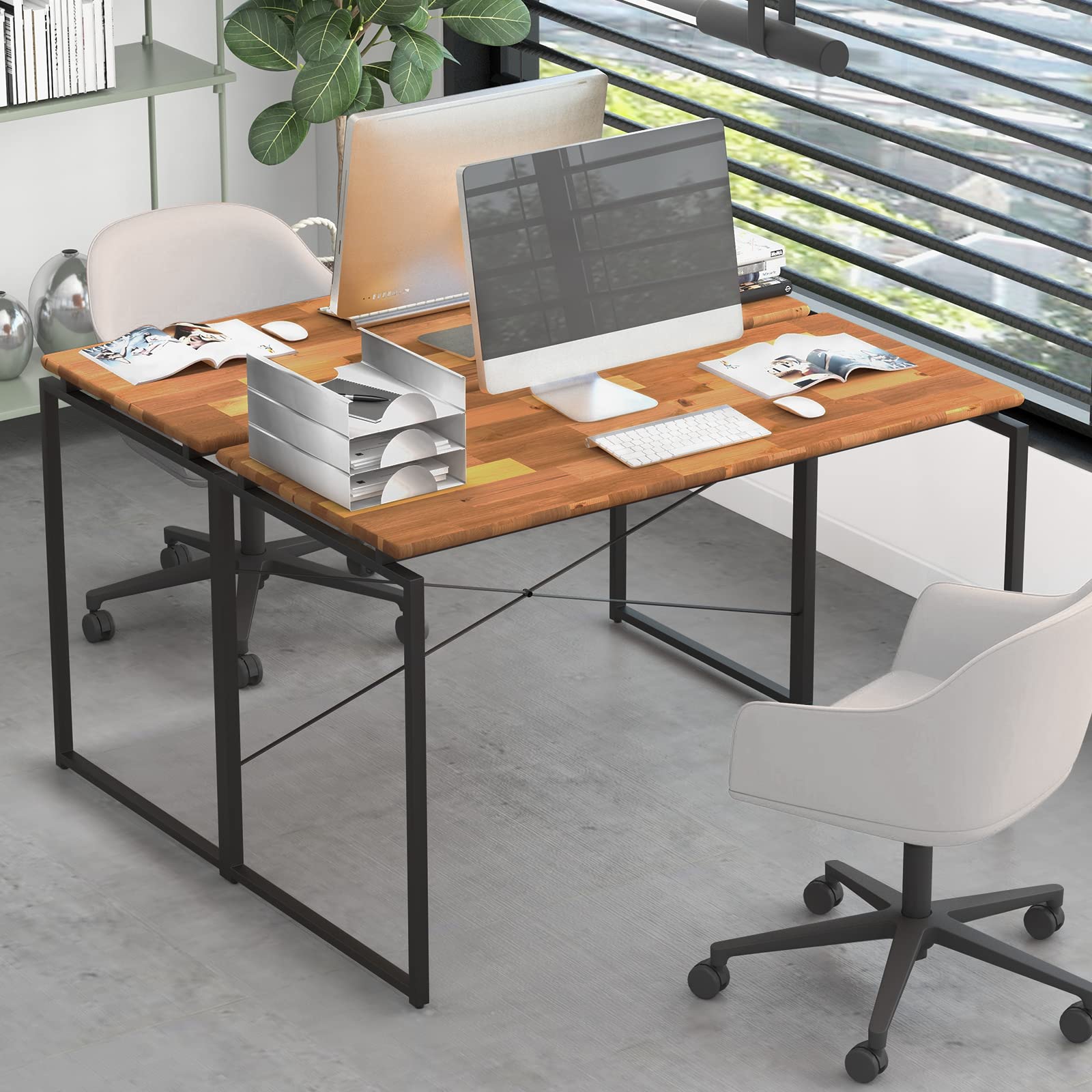 Acme Jurgen Wooden Rectangle Top Writing Desk in Oak and Black