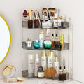 SUNZOS Modern 3-Tier Bathroom Organizer, Corner Makeup Storage with Brush Holder, Acrylic Vanity Organizer, Large Capacity Count