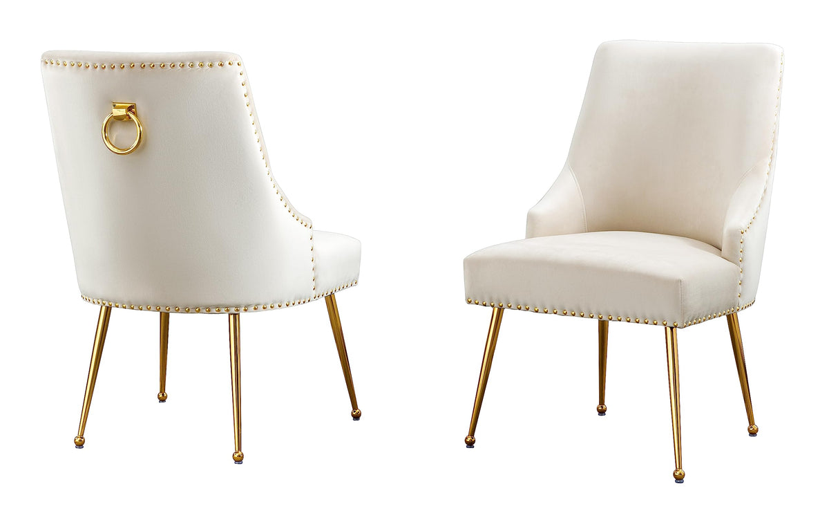 Best Quality Furniture Sc357 Dining Chairs, Cream/Gold