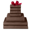 Mellanni Split King Sheet Set - 7-Piece Iconic Collection Bedding, (Including 4 Pillowcases), 16-Inch Deep Pocket, Easy Care, Extra Soft, Cooling Sheets, Brushed Microfiber - Brown