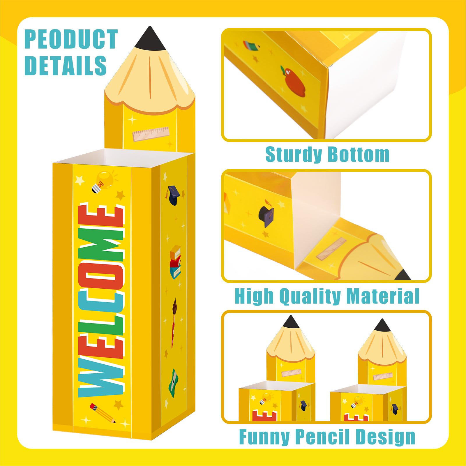 Humyoun 48 Pcs Back To School Pencil Candy Boxes Thanks Teacher Popcorn Holders Pencil Shaped Gift Box Classroom Decorations For