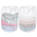 Aplter 2 Pack Mesh Pop Up Laundry Baskets, Collapsible Laundry Hampers, Foldable Clothes Basket Storage Bins with Handles & Side