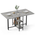 Mondeer Mobile Folding Dining Table, Drop Leaf Table with 2 Open Storage Shelves for Small Spaces Dining Room Kitchen, 140 x 80 
