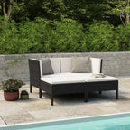 vidaXL Patio Lounge Set with Cushions 4 Piece Garden Outdoor Balcony Backyard Terrace Lounge Seating Home Furniture Set Poly Rattan Black