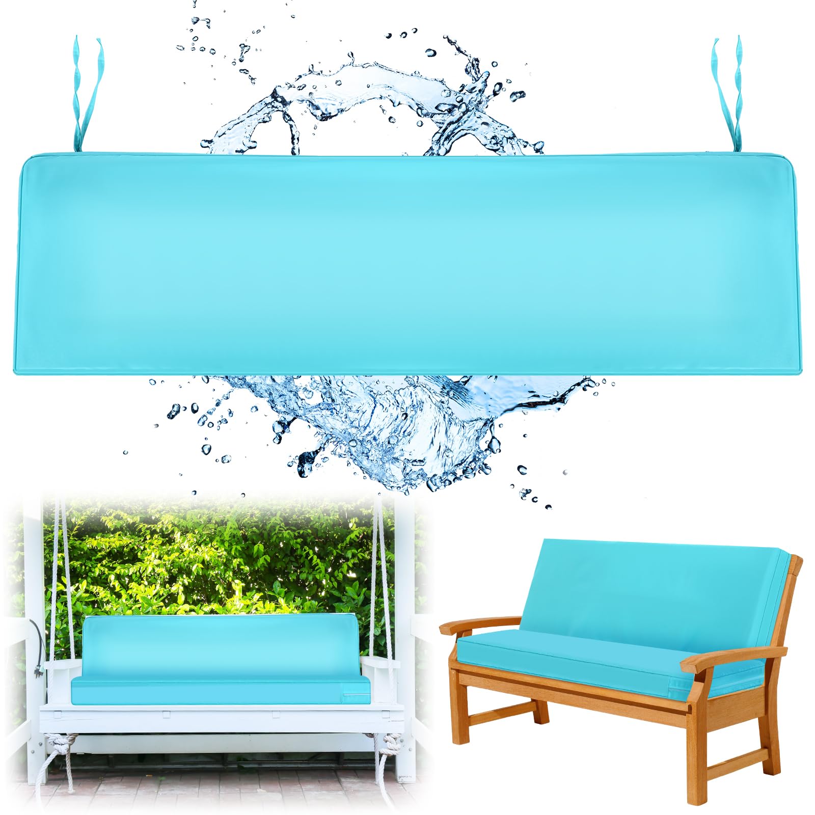 Smoothnovelty 59X18 Inch Patio Bench Cushion Covers Outdoor Waterproof Uv Protection Loveseat Swing Replacement Cover With Tie Z