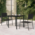 vidaXL Outdoor Dining Table - 31.5" Steel/Glass Square Patio Table for Garden, Balcony, and Deck - Black