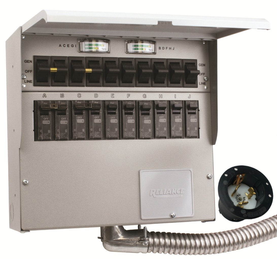 A510A Pro/Tran2 50-Amp 10-Circuit 2 Manual Transfer Switch With Optional Power Inlet
