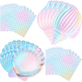 Gersoniel 40 Pcs Iridescent Mermaid Party Supplies Set, 20 Clam Shell Plates and 20 Mermaid Scales Napkins Party Decorations Dis