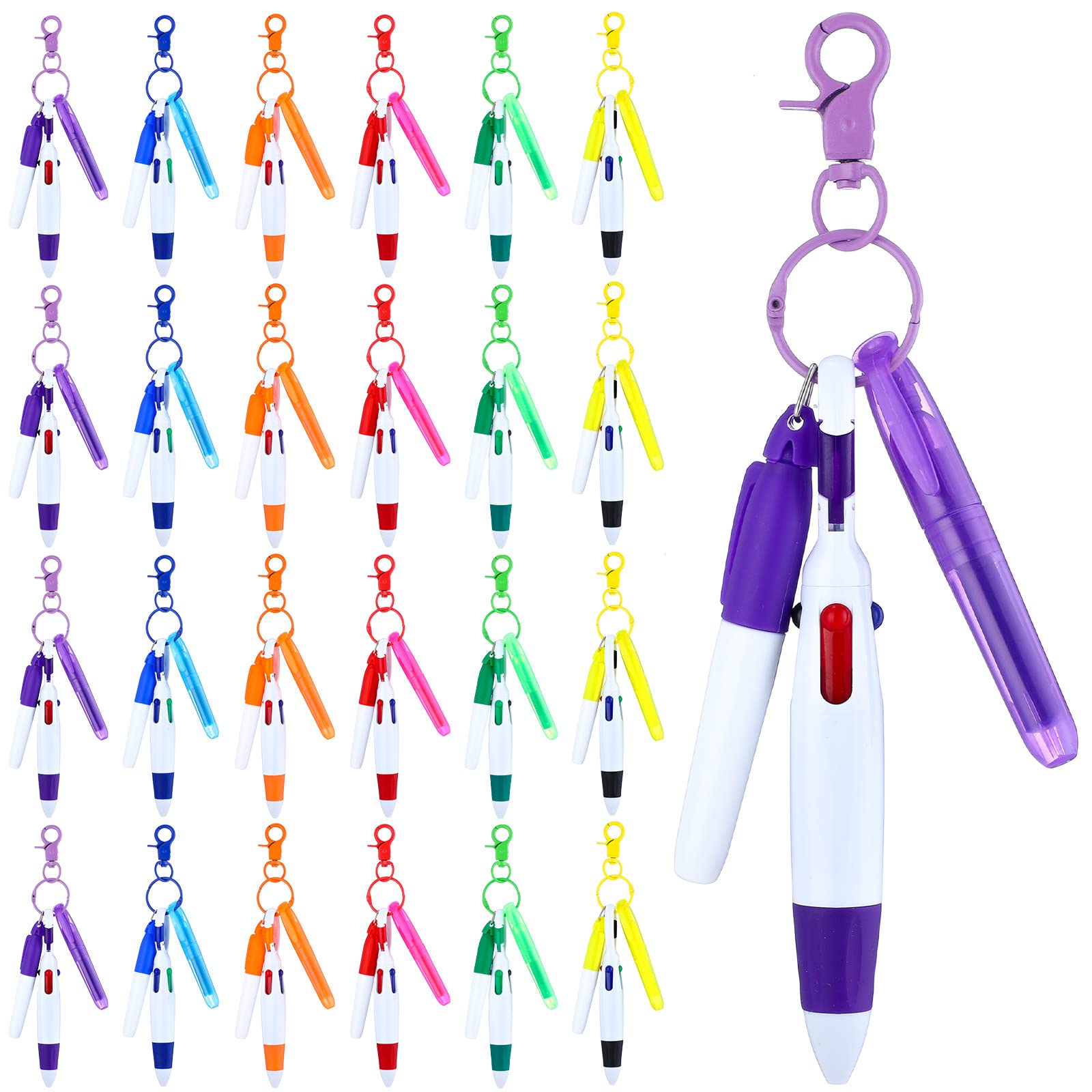 Sherr 25 Sets Mini Highlighter Nurse Pens Including Retractable Shuttle Pens Highlighter Pen Permanent Marker Nursing Keychain C