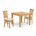 East West Furniture OXVA3-OAK-C 3 Piece Dining Room Table Set Contains a Square Kitchen Table and 2 Linen Fabric Upholstered Dining Chairs, 36x36 Inch, Oak