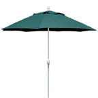 Fiberbuilt Umbrellas Patio Umbrella With Push-Button Tilt, 7.5 Foot Forest Green Canopy And White Pole