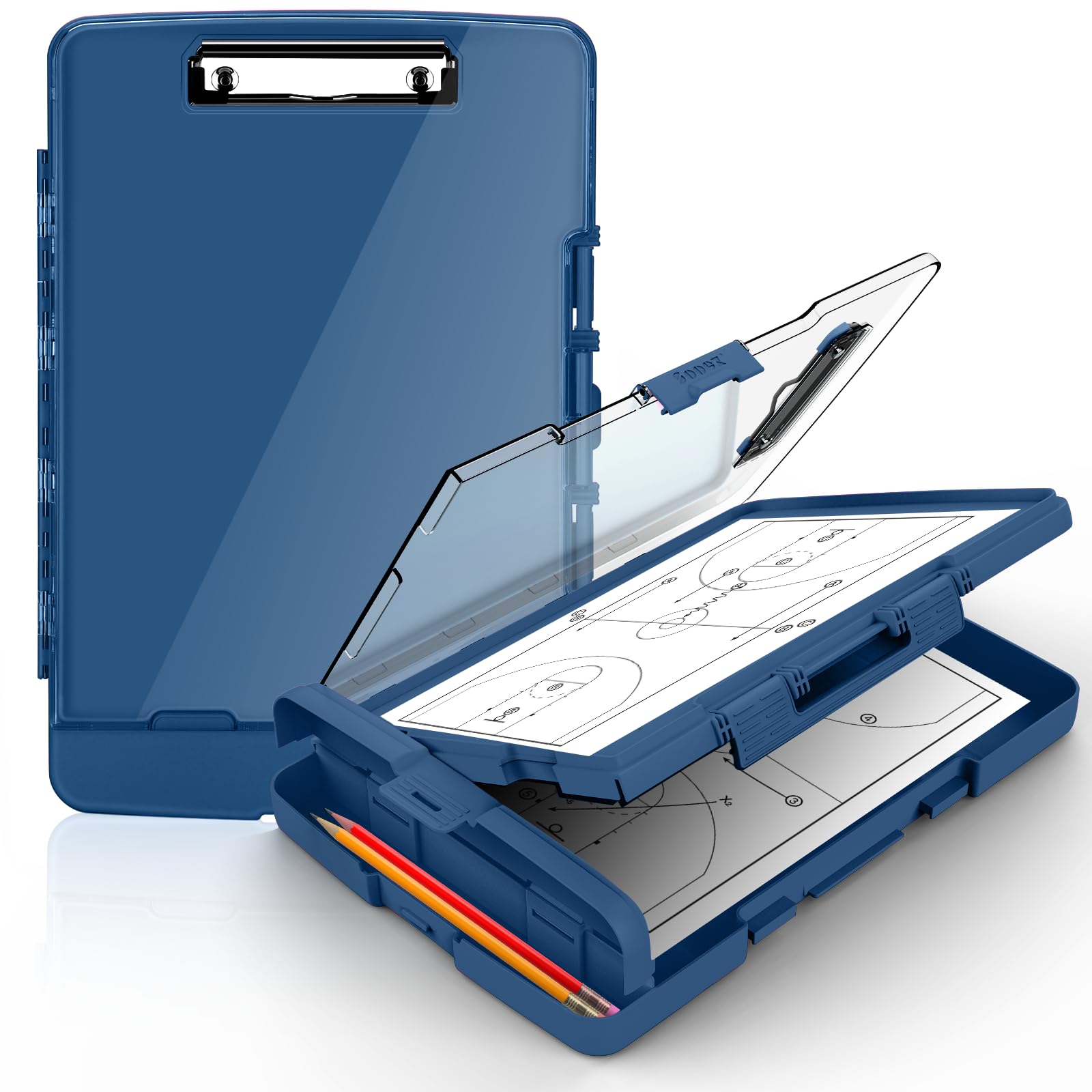 Sooez Original Clipboard With 2 Storage & Pen Holder, Heavy Duty Clip Boards 8.5X11 With Dual Storage, Clearview Dry Erase Coach