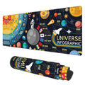 Desk Mat, 3D Solar System Galaxy Infographic Extended Gaming Mouse Pad Large, 31.5'X11.8' Big Mouse Pad With Non-Slip Base And